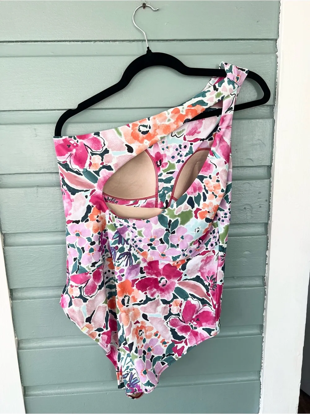 Summersalt L.L. Bean Ruched Sidestroke Floral One Shoulder bathing suit swim 14